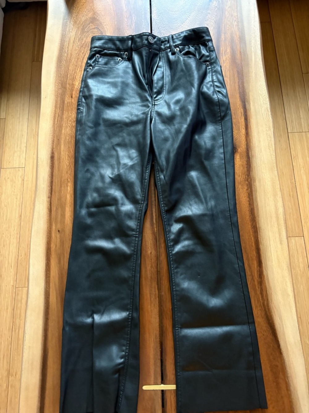 Zara Black Faux Leather Waistband Pants